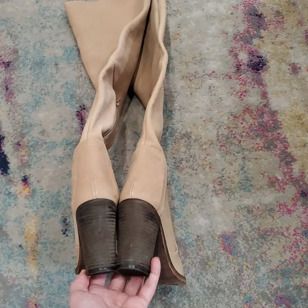 Free People Over The Knee Nubuck Leather Boots Made in Bolivia Size 36 or 5.5